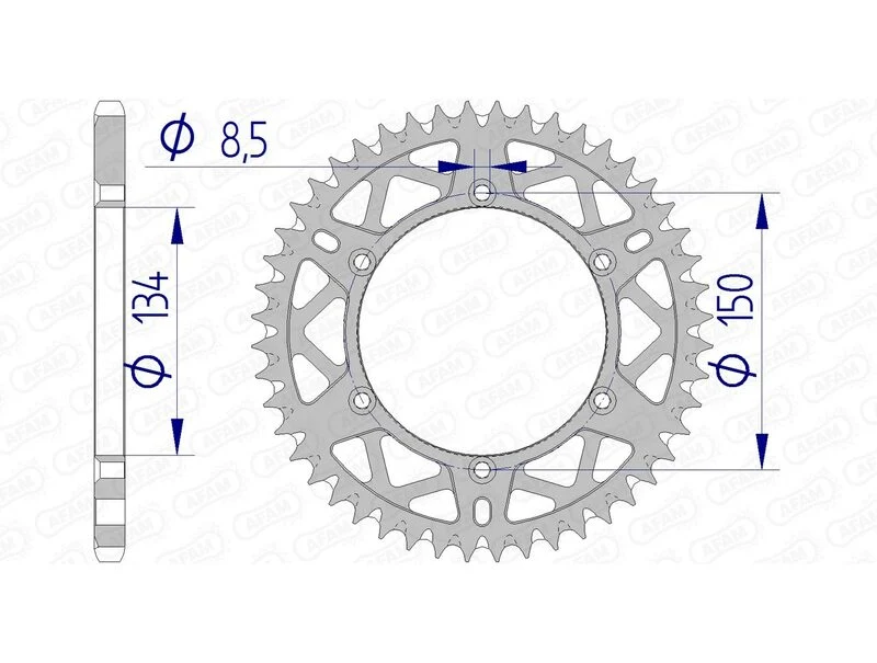 AFAM Aluminium Ultra-Light Self-Cleaning Rear Sprocket 17206520 17206+52