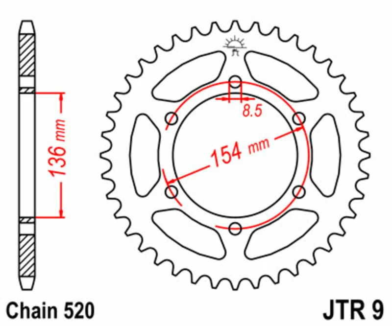JT SPROCKETS Steel Standard Rear Sprocket 9 - 520 JTR9.47