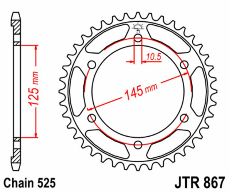 JT SPROCKETS Steel Standard Rear Sprocket 867 - 525 JTR867.42