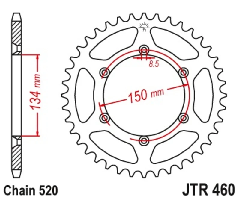 JT SPROCKETS Steel Self-Cleaning Rear Sprocket 460 - 520 JTR460.51SC
