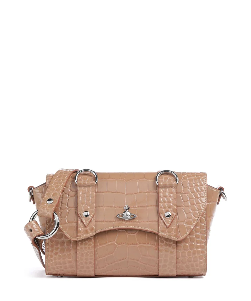 Vivienne Westwood Kimmy Embossed Croc Crossover väska dusty pink