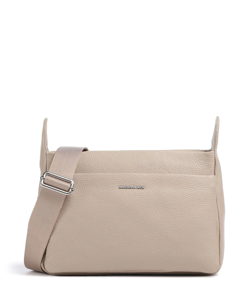Mandarina Duck Mellow Leather Axelremsväska warm taupe