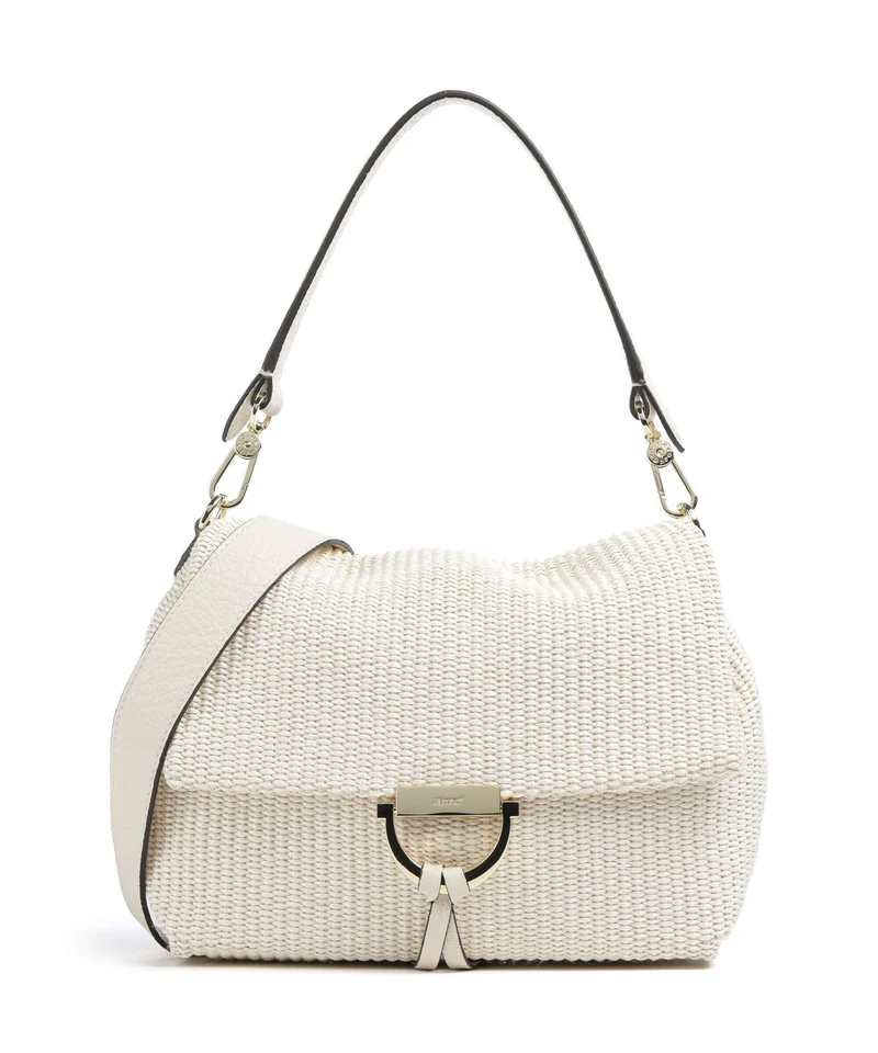 Abro Raffia Classica Temi Medium Axelremsväska beige