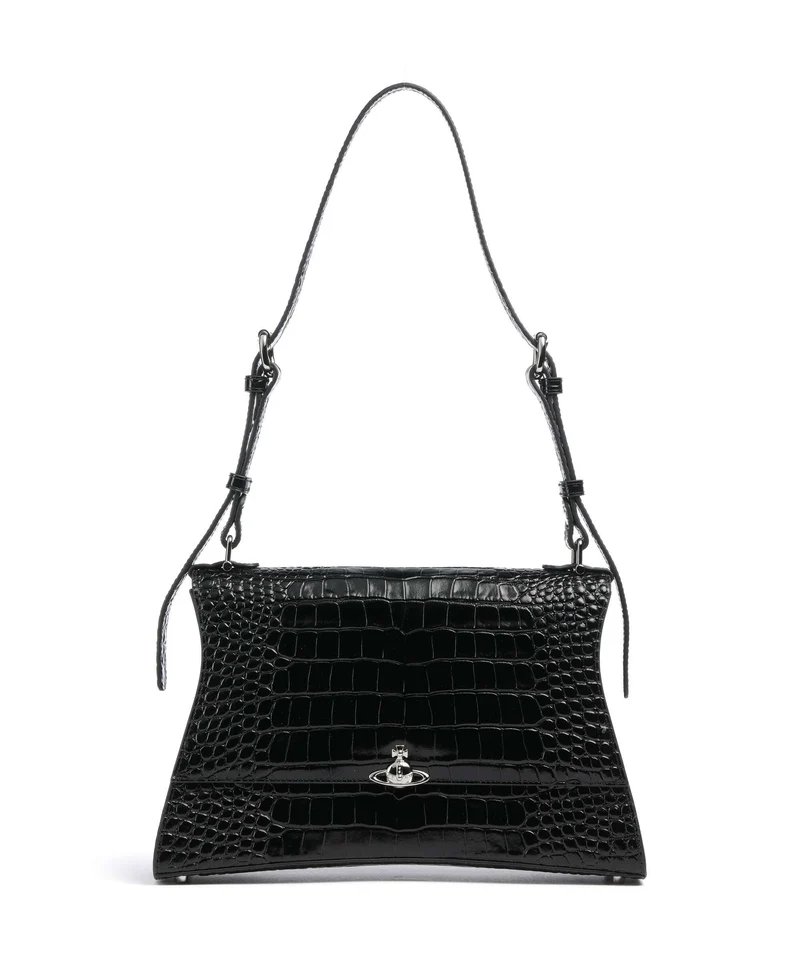 Vivienne Westwood Bianca Embossed Croc M Axelremsväska black