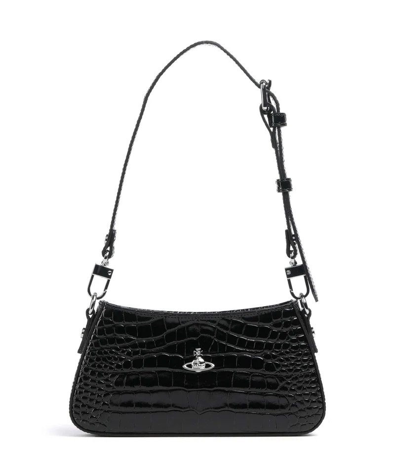 Vivienne Westwood Tasha Embossed Croc Axelremsväska black