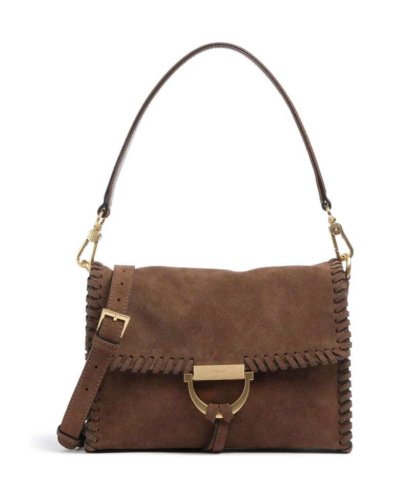 Abro Suede Temi Stitch Axelremsväska wood