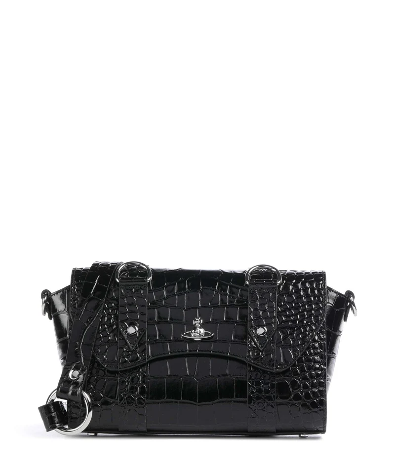 Vivienne Westwood Kimmy Embossed Croc Crossover väska black