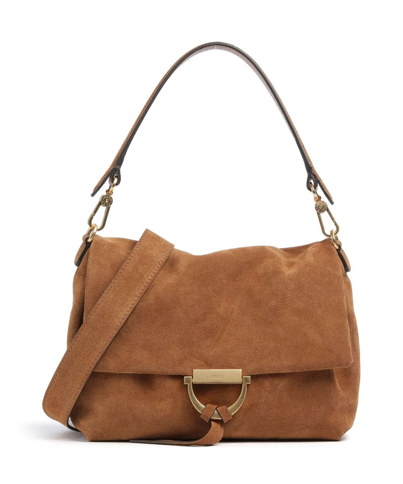 Abro Suede Temi Medium Axelremsväska cuoio