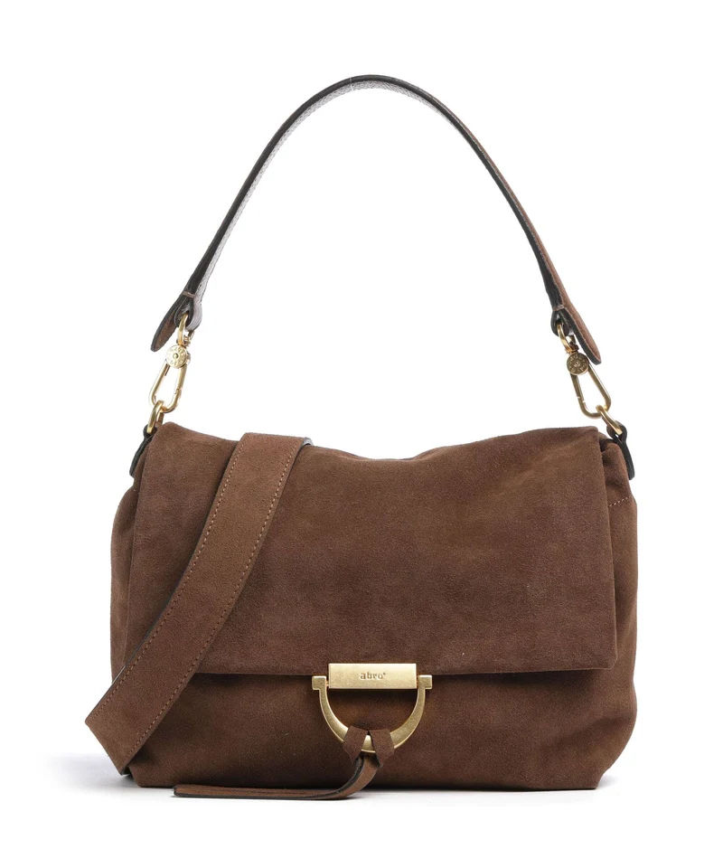 Abro Suede Temi Medium Axelremsväska wood