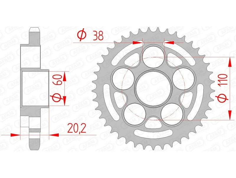 AFAM Steel Standard Rear Sprocket 50800 - 525 50800-41
