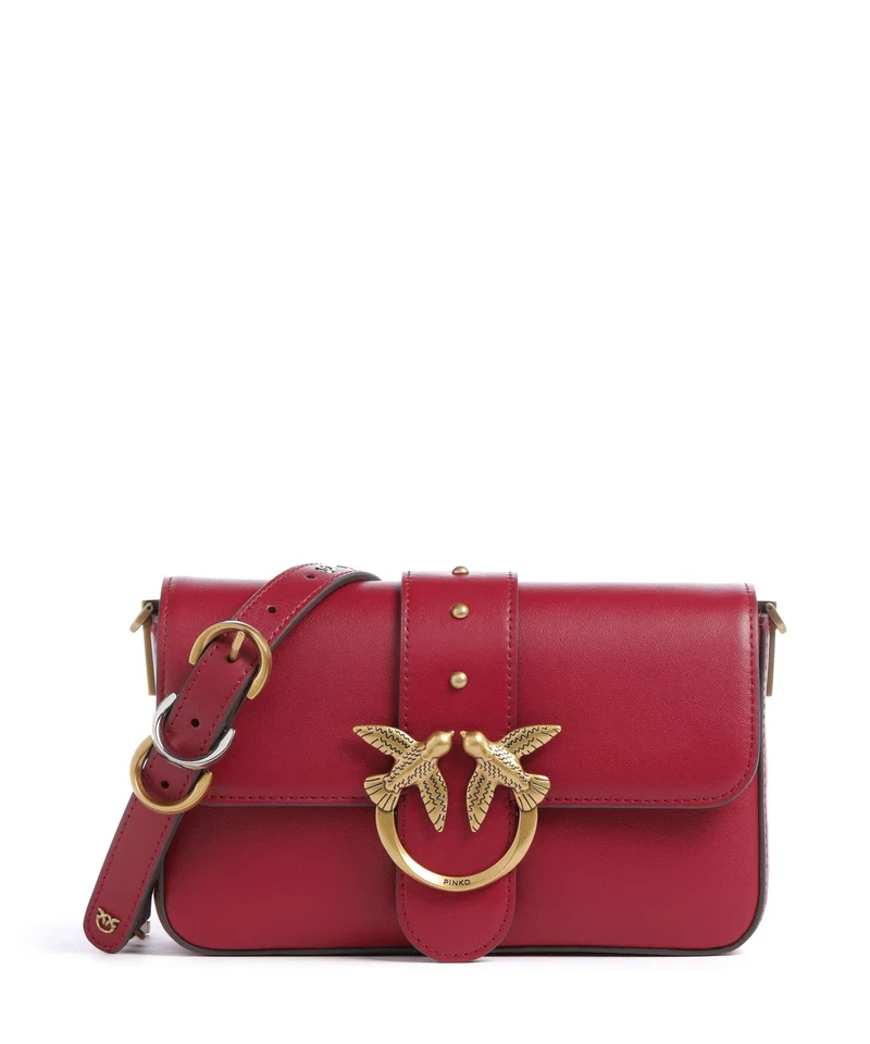 Pinko Love One Mini Slouchy Charms Crossover väska rosso lampone/antique gold