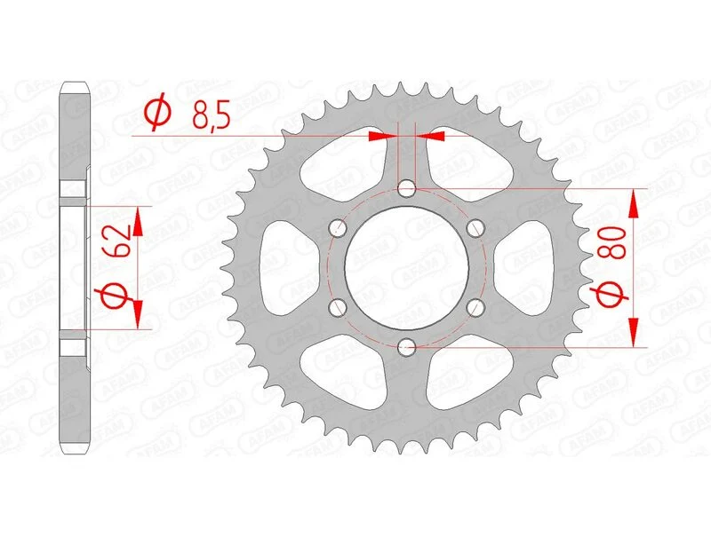 AFAM Steel Standard Rear Sprocket 12203 - 428 12203-45