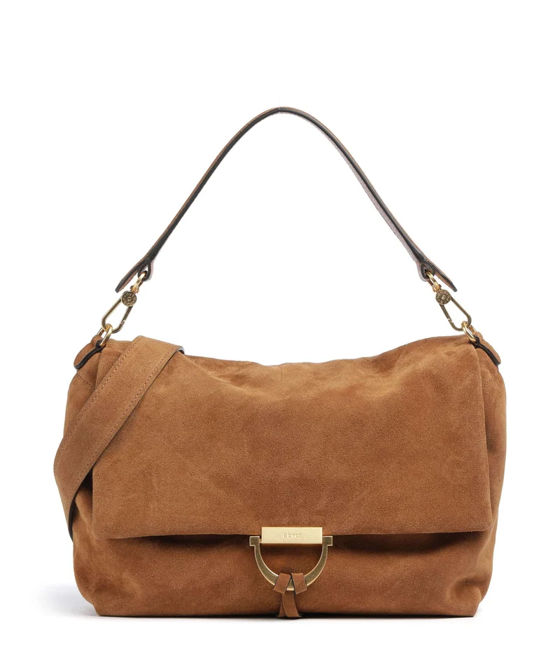 Abro Suede Temi Large Axelremsväska cuoio