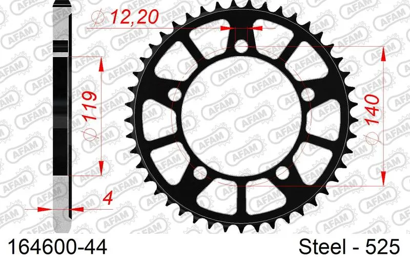 AFAM Steel Standard Rear Sprocket 164600 - 525 164600-45