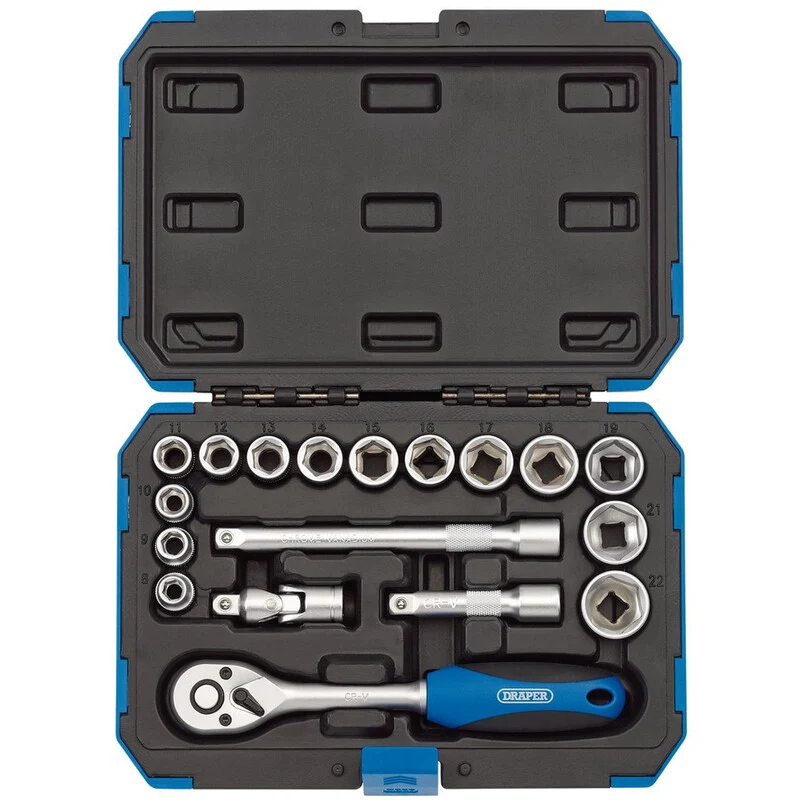 DRAPER Metric & Inch 3/8" Sockets & Ratchet Set - 18 Pieces 16359.0