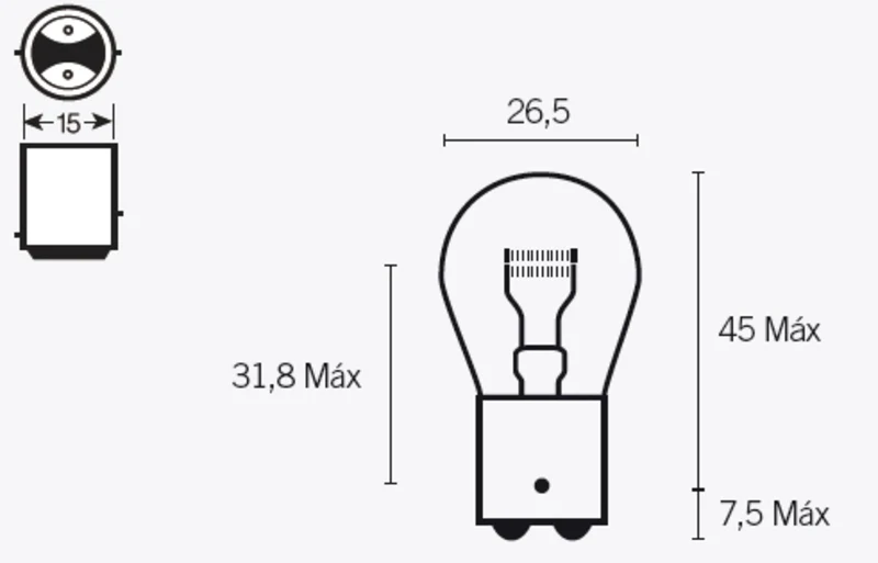 TECNIUM S25 Light Bulbs 12V 21/5W - x10 1079293