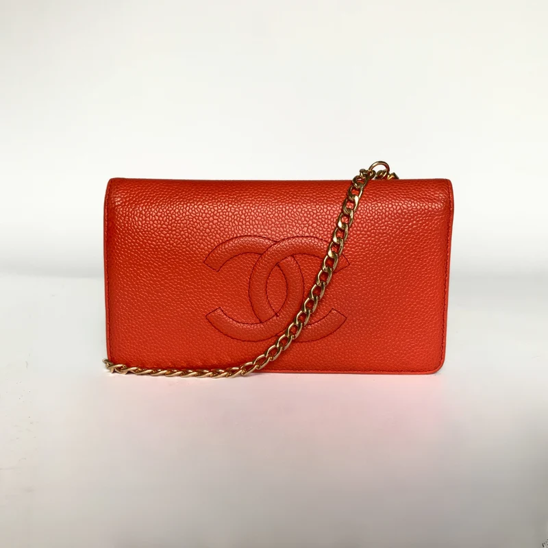 Chanel Plånbok Stor kaviarläder