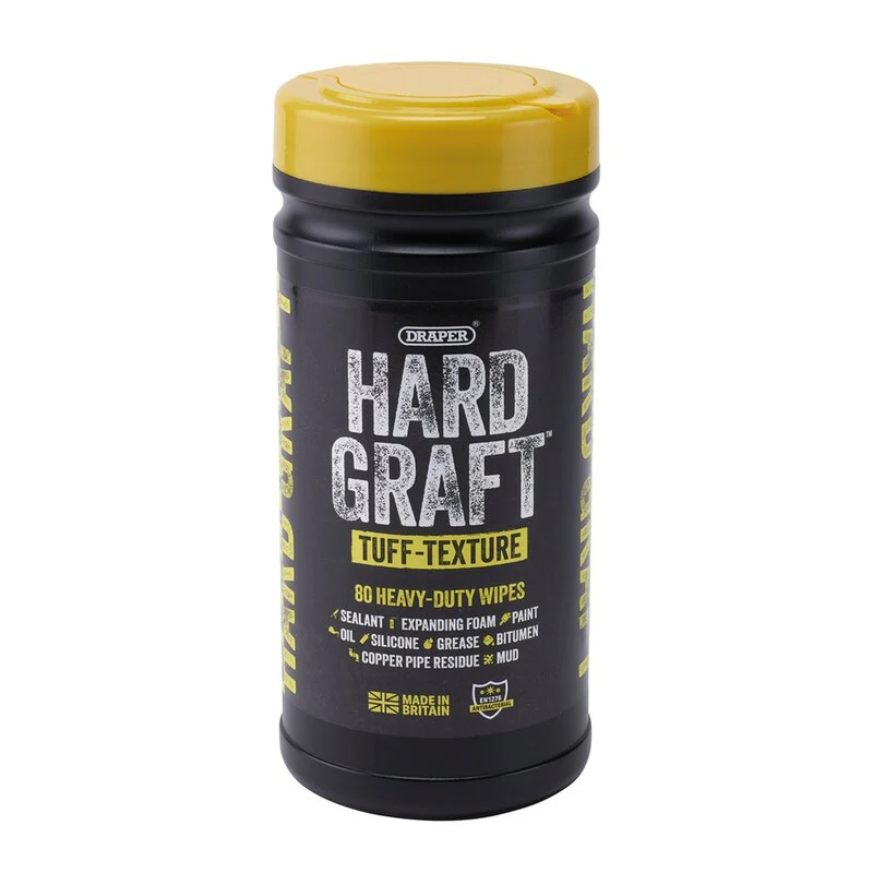 DRAPER Hard Graft Multipurpose Tuff-Texture Wipes (Tub of 80) 12436.0