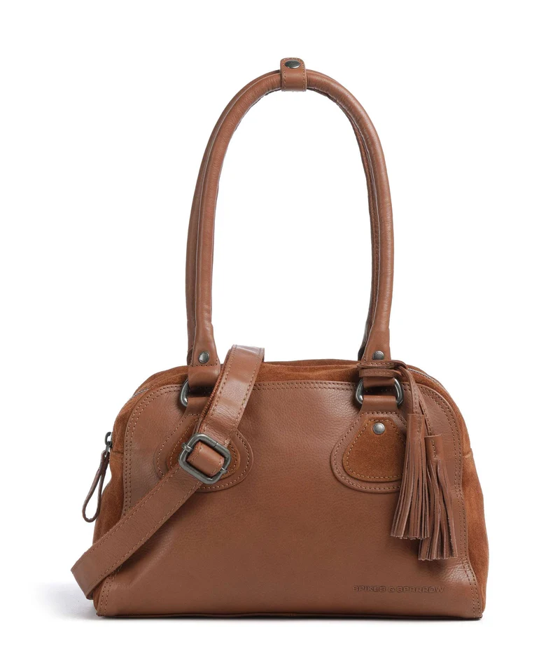 Spikes & Sparrow Suede Mix Sienna Axelremsväska mocca