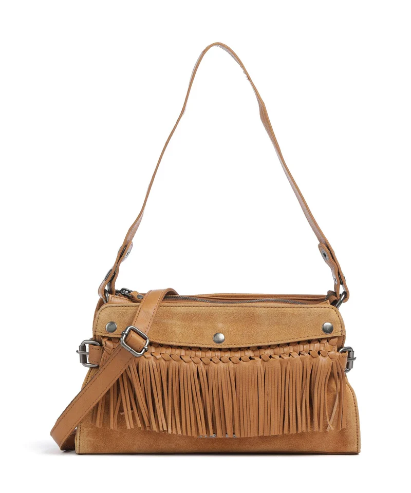 Spikes & Sparrow Suede Mix Madelon Axelremsväska tan