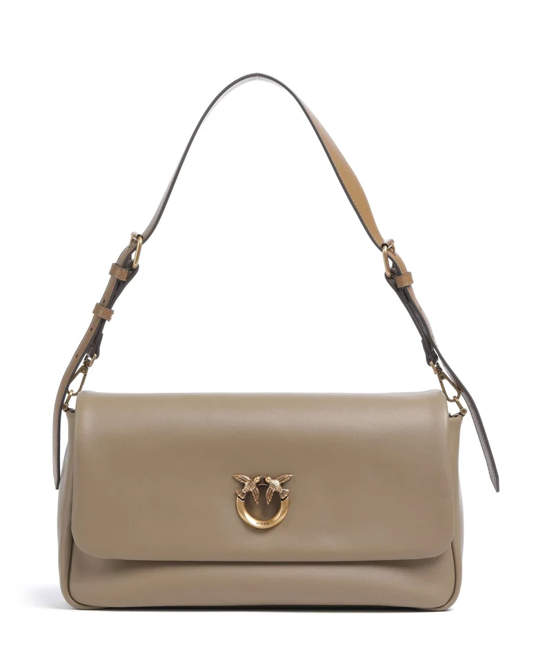 Pinko Click Soft Horizontal Axelremsväska marrone/caramella/antique gold