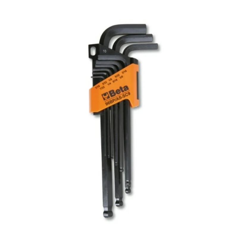 BETA Set of 9 Ball Head Offset Hexagon Key Wrenches 110° Extra Short Side 000961000