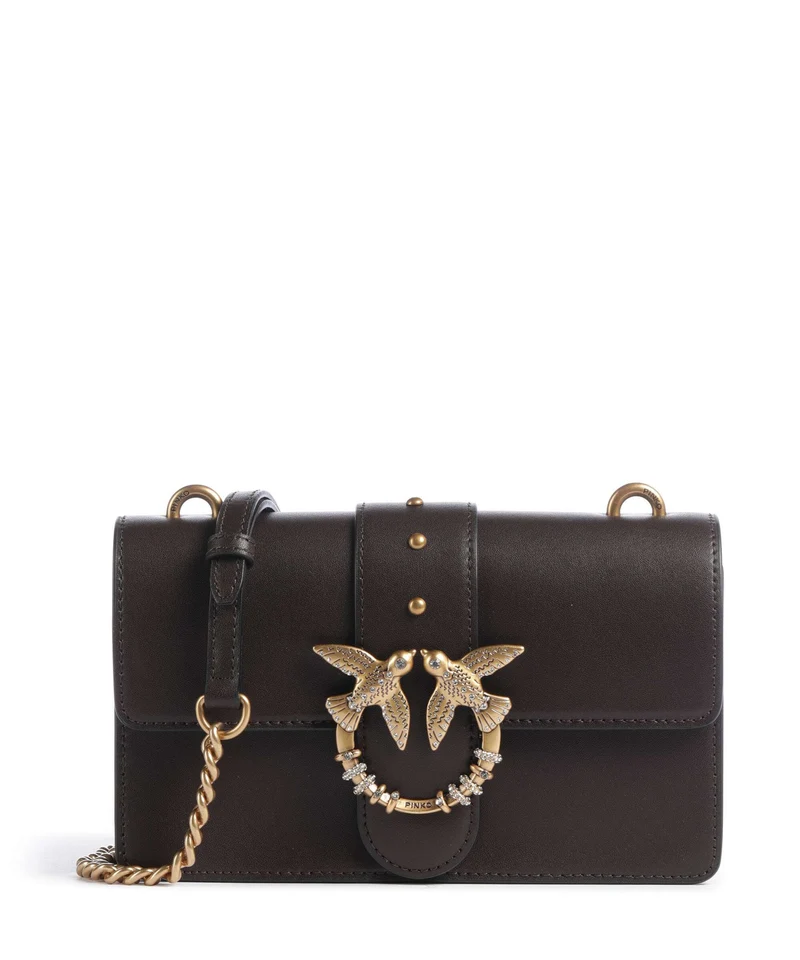 Pinko Love One Mini New Buckle Crossover väska marrone marasca/antique gold