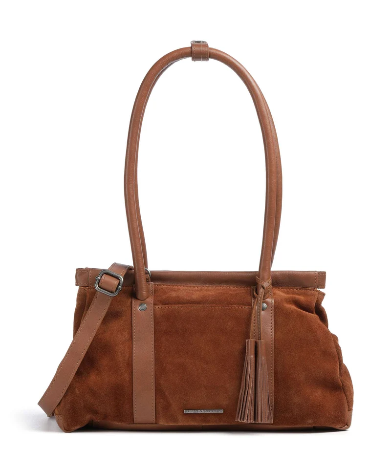 Spikes & Sparrow Suede Mix Milania Axelremsväska mocca