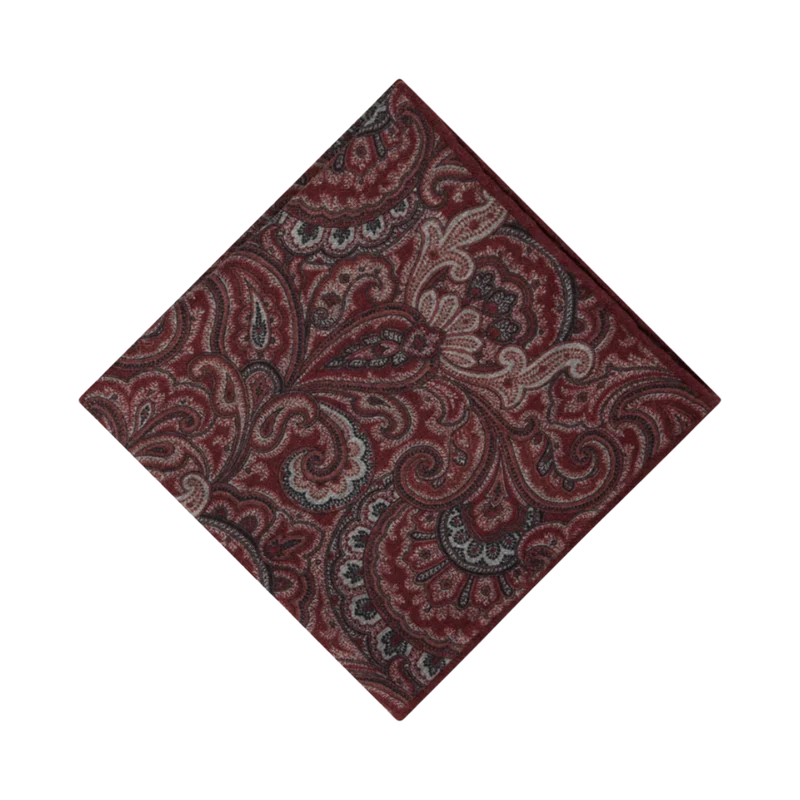 Pocket Square Wool - Dark Orange Pattern