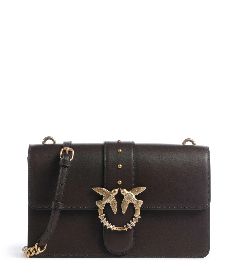 Pinko Love One Classic New Buckle Crossover väska marrone marasca/antique gold