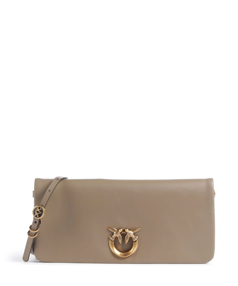 Pinko Click Soft Classic Crossover väska grigio talpa/antique gold