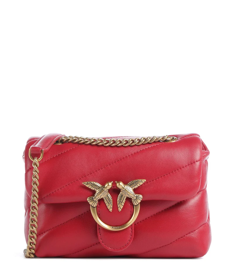 Pinko Love Puff Baby Axelremsväska rosso rio/antique gold