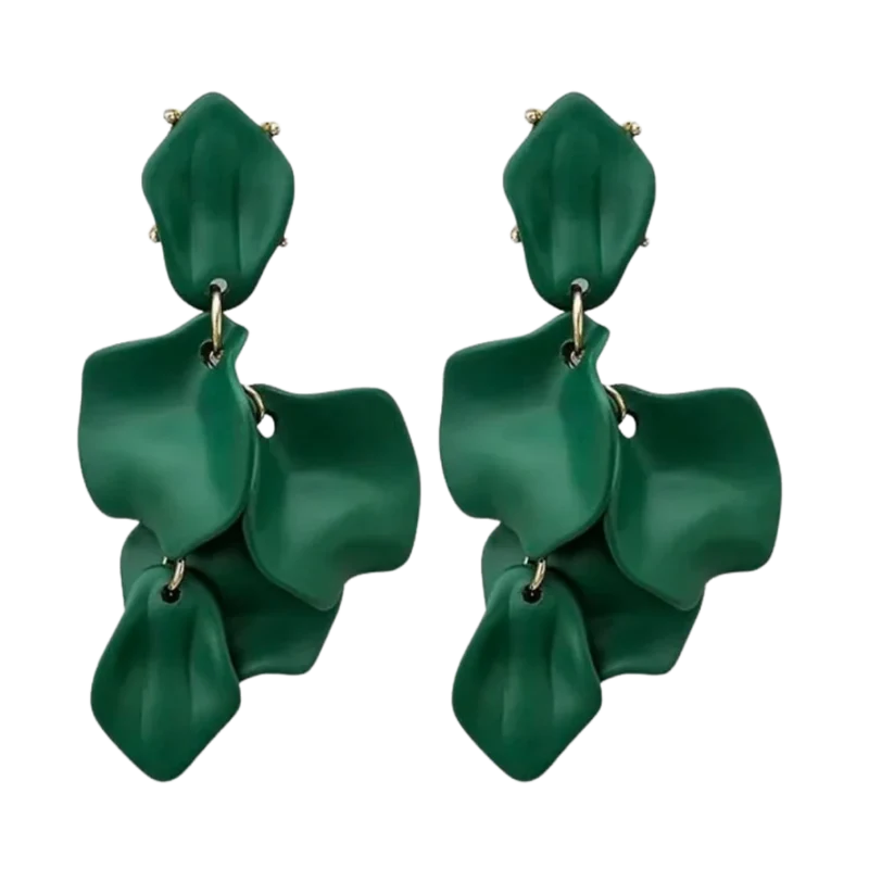 Leaf Earrings - Matt Dark Green