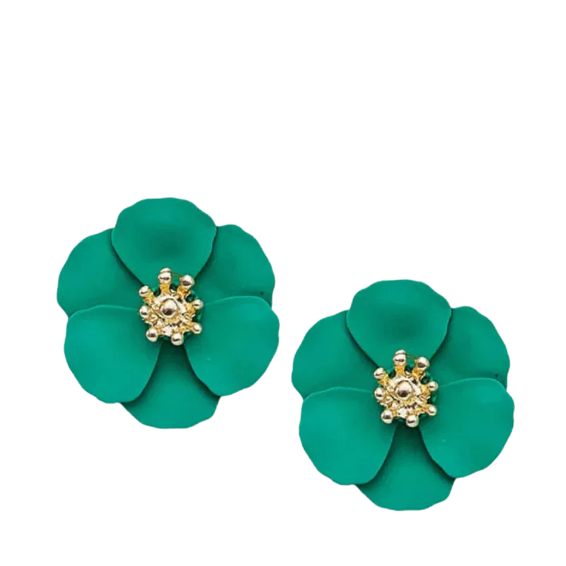 Flower Small Earrings - Strong Green
