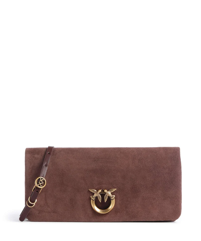 Pinko Click Soft Horizontal Classic Crossover väska castano intenso/antique gold