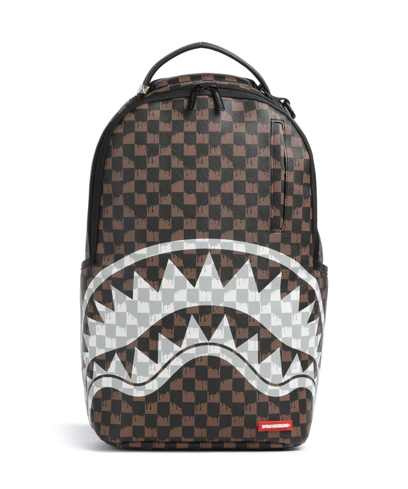Sprayground Brown And Cream Drip Check Shark Ryggsäck brown