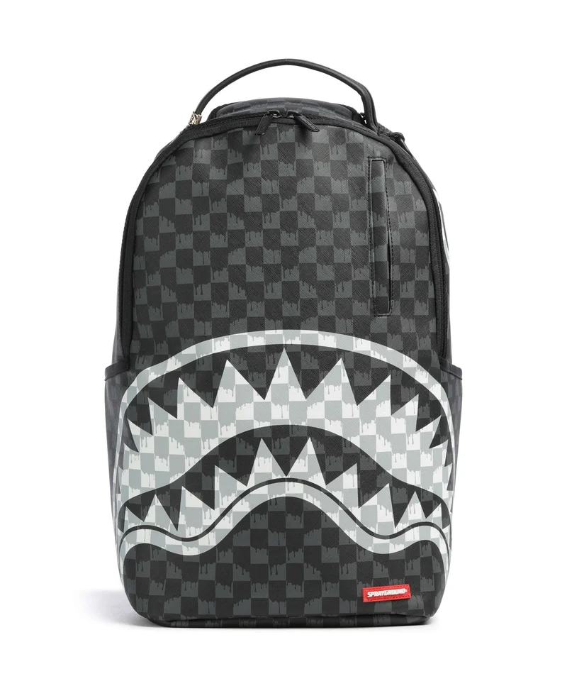 Sprayground Black And White Drip Check Shark Ryggsäck black