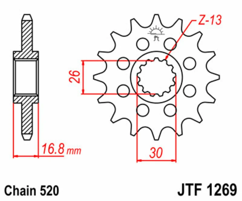 JT SPROCKETS Steel Standard Front Sprocket 1269 - 520 JTF1269.16