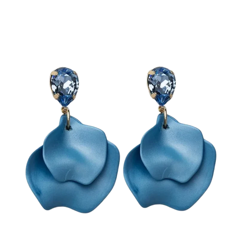 Leaf Earrings - Denim Blue