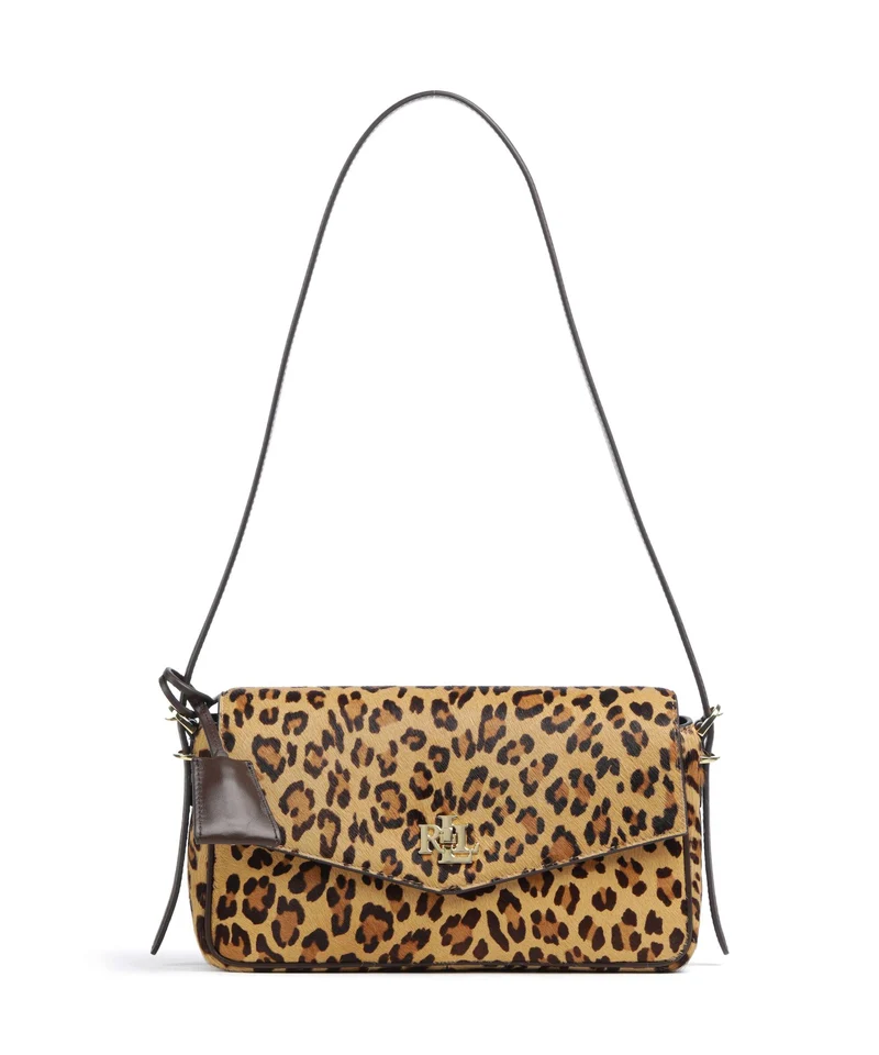 Lauren Ralph Lauren Farrah Medium Axelremsväska modern leopard/chestnut brown