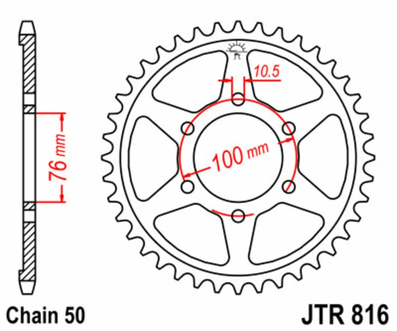 JT SPROCKETS Steel Standard Rear Sprocket 816 - 530 JTR816.46