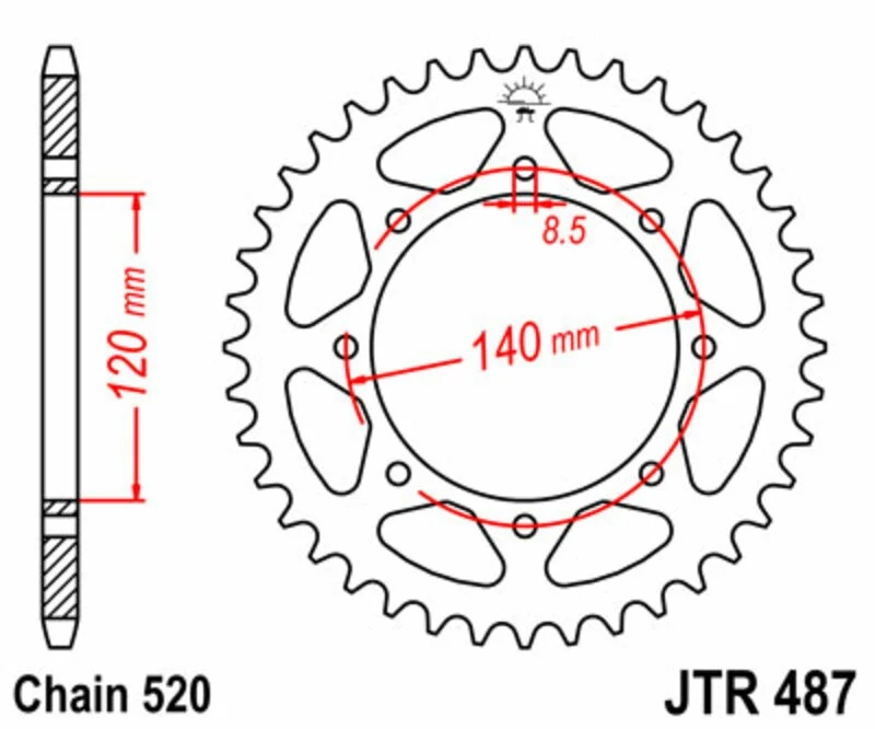 JT SPROCKETS Steel Standard Rear Sprocket 487 - 520 JTR487.42