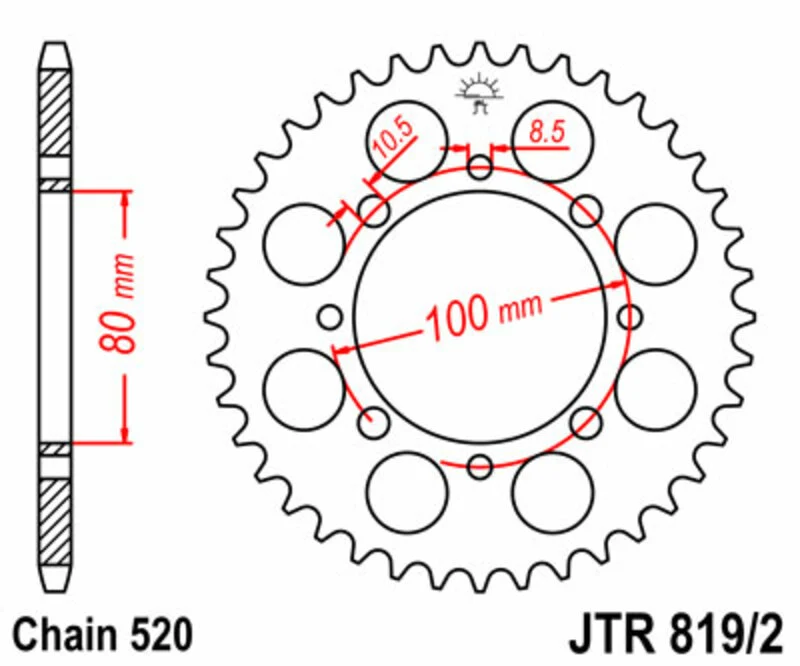 JT SPROCKETS Steel Standard Rear Sprocket - 520 JTR819/2.41