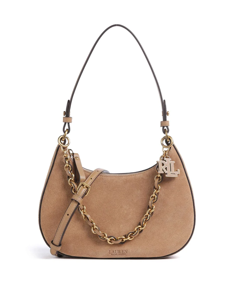 Lauren Ralph Lauren Marcy Medium Axelremsväska camel