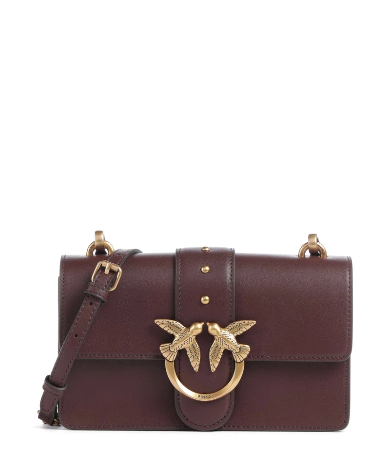 Pinko Love One Mini Crossover väska borgogna/antique gold