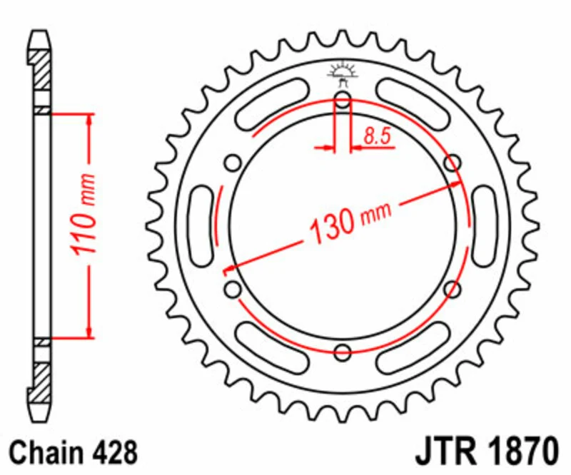JT SPROCKETS Steel Standard Rear Sprocket 1870 - 428 JTR1870.46