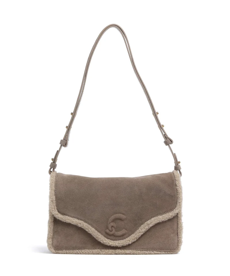 Coccinelle C-Me Softy Suede Axelremsväska warm taupe