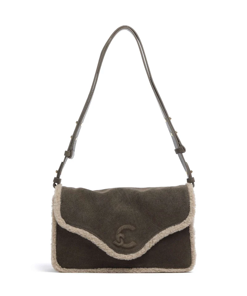 Coccinelle C-Me Softy Suede Axelremsväska fango/warm taupe