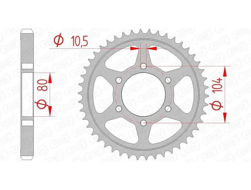 AFAM Steel Standard Rear Sprocket 16604 - 530 16604-45