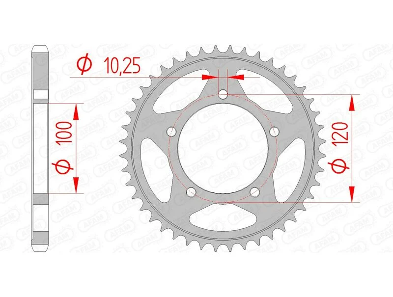 AFAM Steel Standard Rear Sprocket 35802 - 525 35802-44